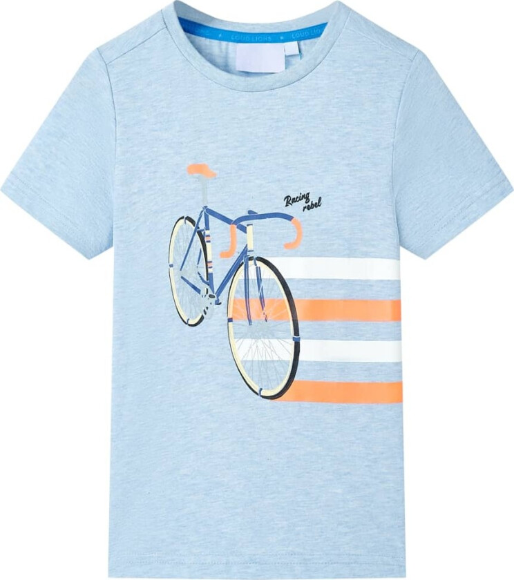 T-skjorte for barn myk blå melert 140