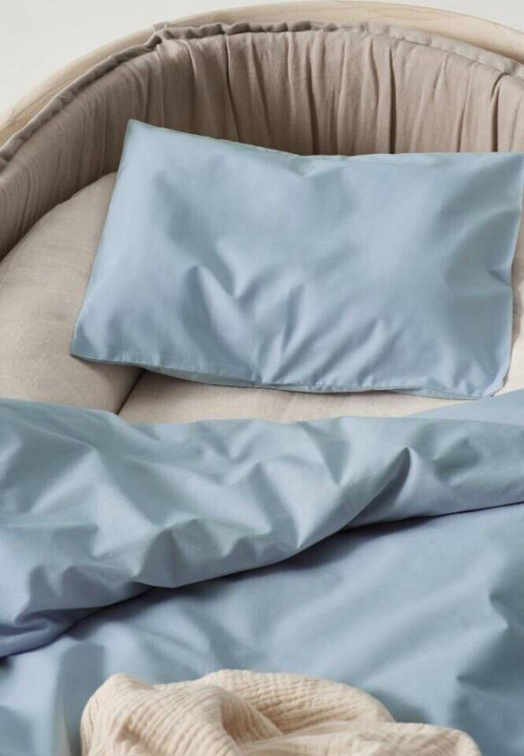 Bilde av ZACK PERCALE BABY sengesett vogn/vugge - økologisk Tåkeblå