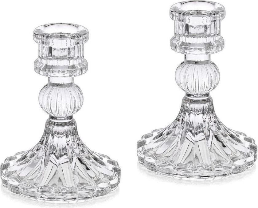 Lysestaker i krystallglass - Sett med 2 klare holdere