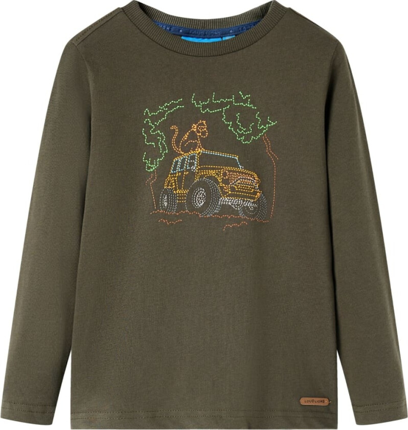 T-skjorte for barn med lange ermer kaki 92