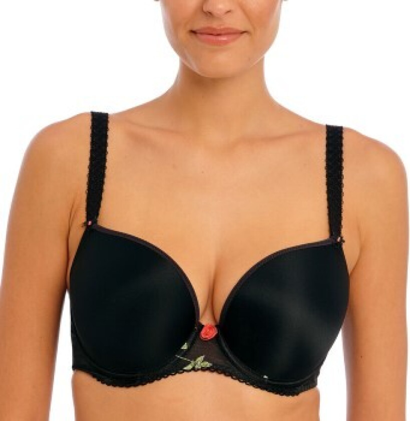 BH Rose Blossom UW Moulded Plunge T-Shirt Bra Svart G 80 Dame