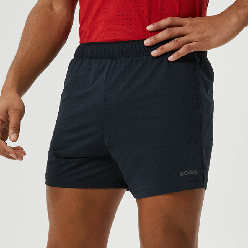 Borg Running Perforated 5' Shorts, Black Beauty