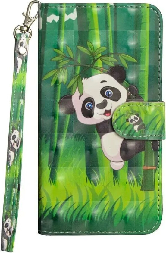 iPhone XR Kunstskinn Deksel med Lommebok og Stropp - Panda