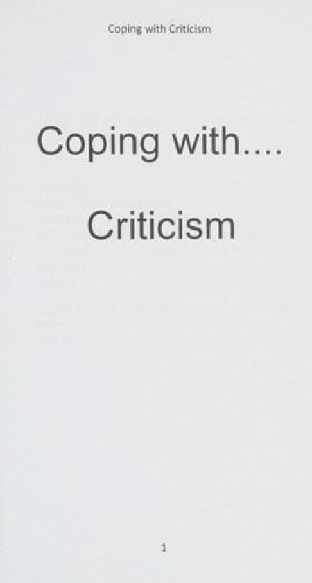 Coping with Criticism av Jamie Buckingham (Paperback)