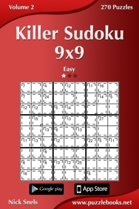 Killer Sudoku 9x9 - Easy - Volume 2 - 270 Puzzles av Nick Snels (Paperback)