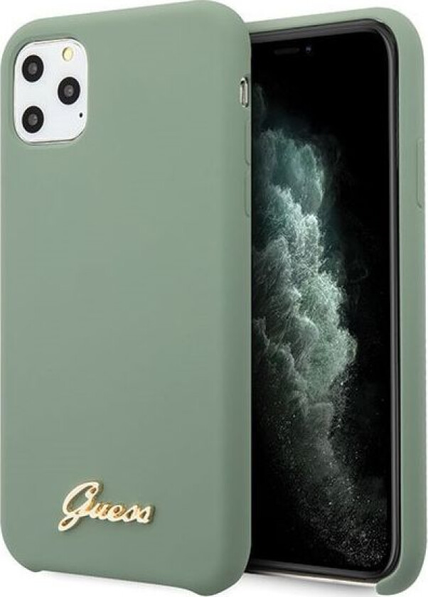 Guess Guess Guess GUHCN65LSLMGKA iPhone 11 Pro Max Khaki Hard Case Silikon Vintage Gold Logo
