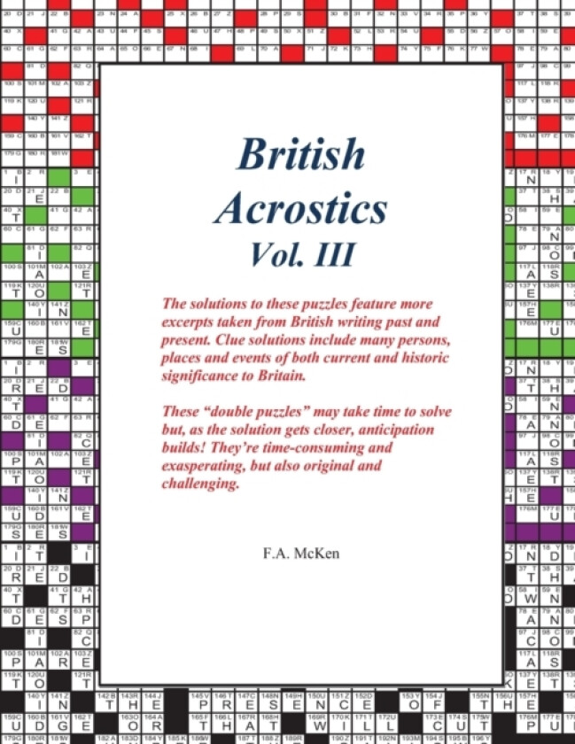 British Acrostics Vol. III av F a McKen (Paperback)