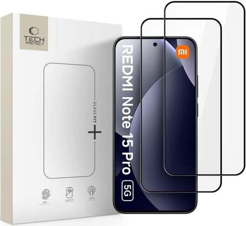 Glass Fit+ 2-Pack Tempered Glass for Xiaomi Redmi Note 15 Pro 5G - Black