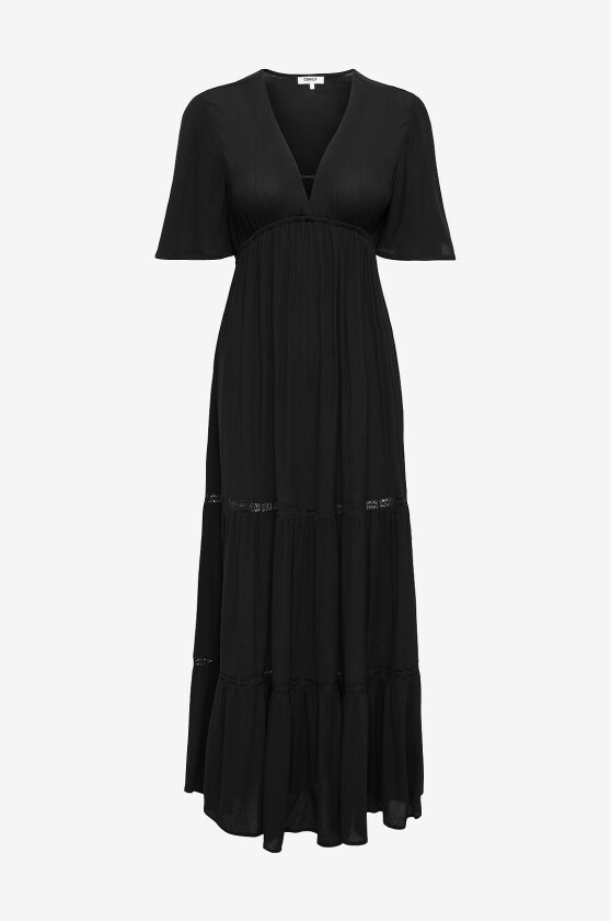 Maxikjole onlMya Chiara S/S Long V Wvn - Svart