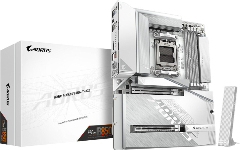 B850 AORUS STEALTH ICE Hovedkort - AMD B850 - AMD AM5 socket - DDR5 RAM - ATX