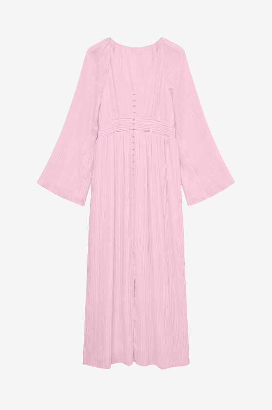 Maxikjole vmDora LS Maxi Plisse Wvn Exp - Rosa