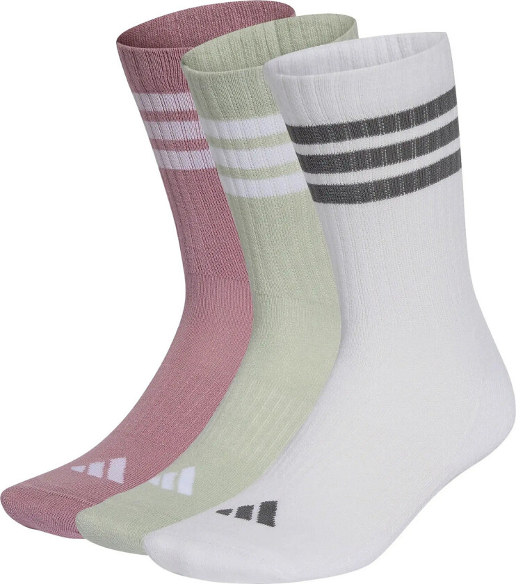 3-Stripes Crew Socks 3pk Magic Mauve/White/Halo Green/Grey Four 34-36