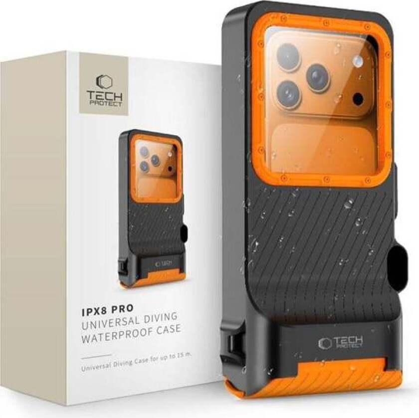 IPX8 Pro Waterproof Phone Case - Orange and Black