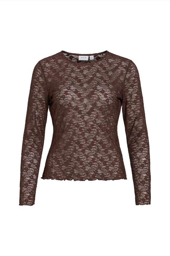 Topp Vifay O-Neck L/S Top - - Brun