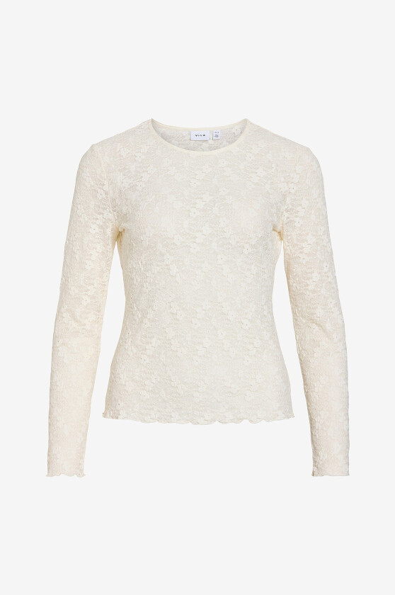 Topp Vifay O-Neck L/S Top - - Hvit