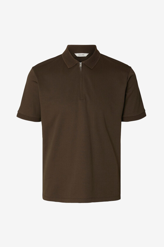Pologenser slhFave Zip SS Polo - Brun