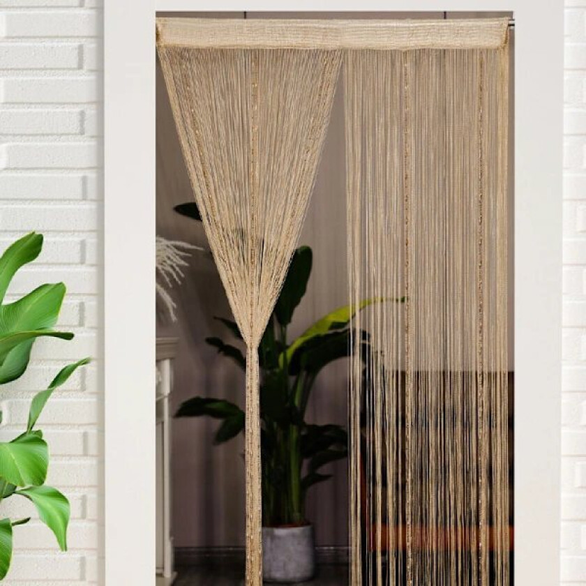 Perlegardin i polyester romdeler insektnett for døråpning soverom stue gull 200 x 100 cm
