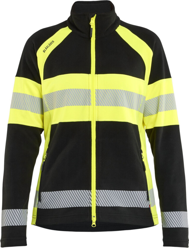 4718-1010 Fleecejakke varsel klasse 1, microfleece, dame Svart/gul