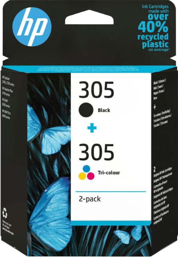 305 2-pakk sort/tre farger blekkpatroner