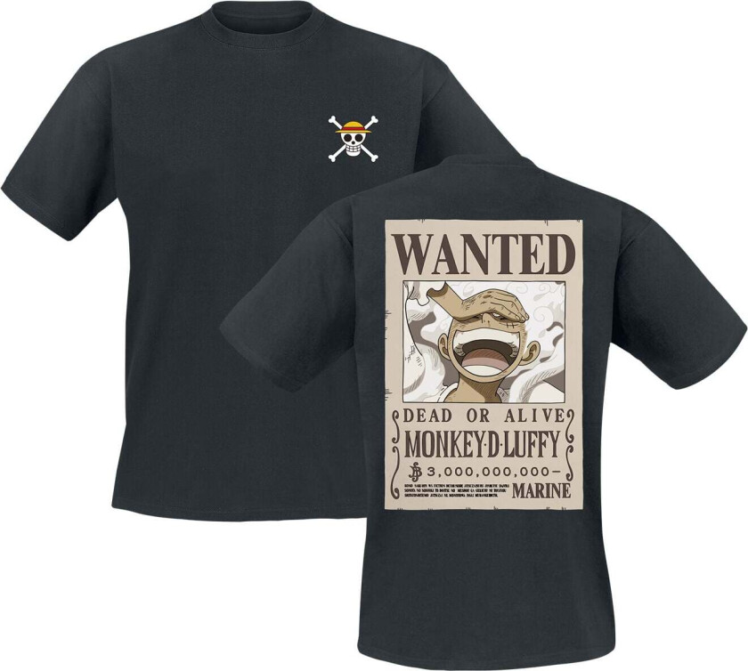 Anime T-skjorte - Monkey D. Luffy - S til XXL - Herrer - svart