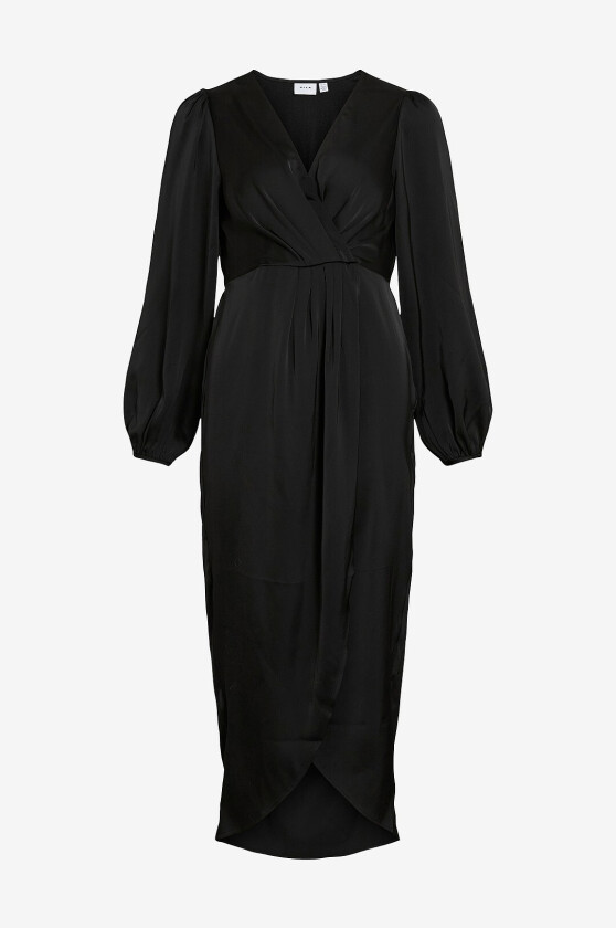 Maxikjole viRavenna L/S V-neck Ankle Wrap Dre - Svart