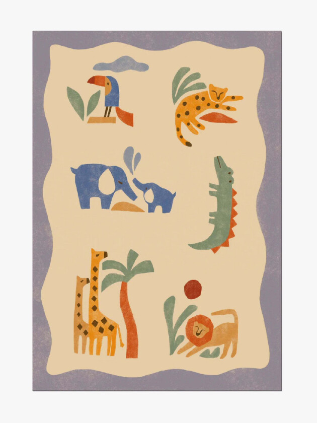 Matte 120x160, Matta Tails And Trails Safari Blue - Gulvtepper - Polyester,Bomull