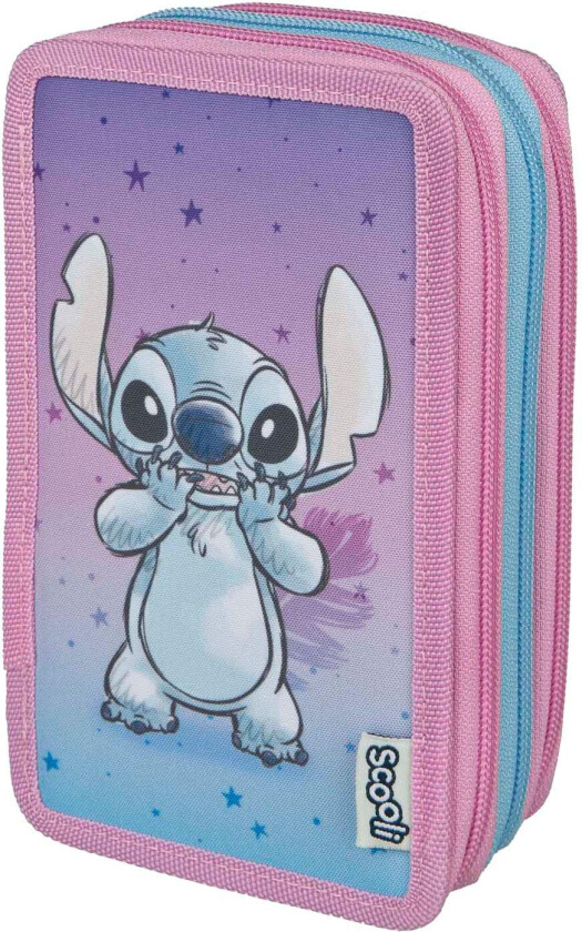 Undercover Pennal med innhold - 3 rom, 19x12x7cm - Disney Stitch