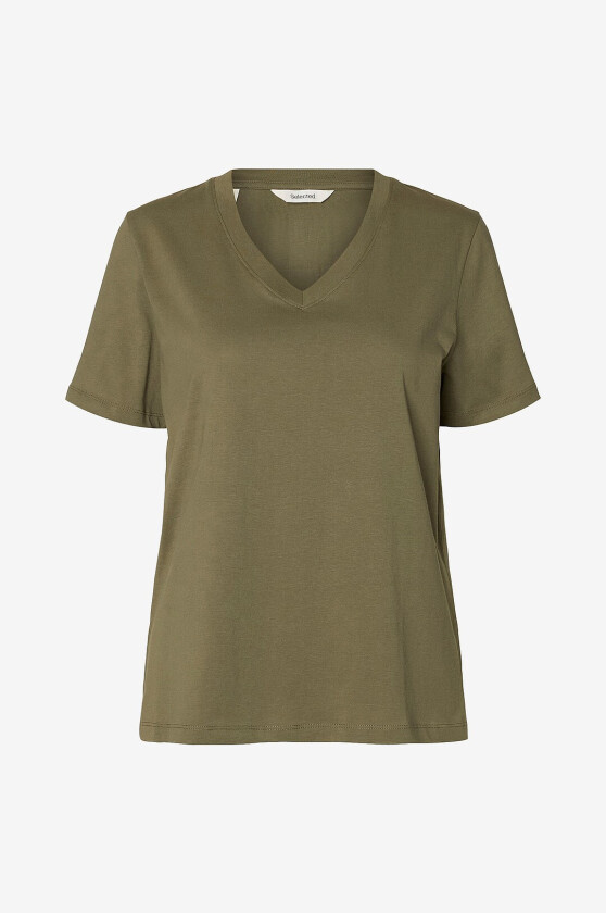 Topp slfEssential SS V-neck Tee - Grønn