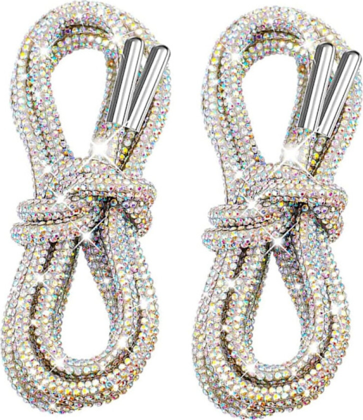 Bilde av Pakke med 2 rhinestone glitter tau runde skolisser, glitrende diamant tau stropper, bling bling skinnende runde skolisser, 140CM