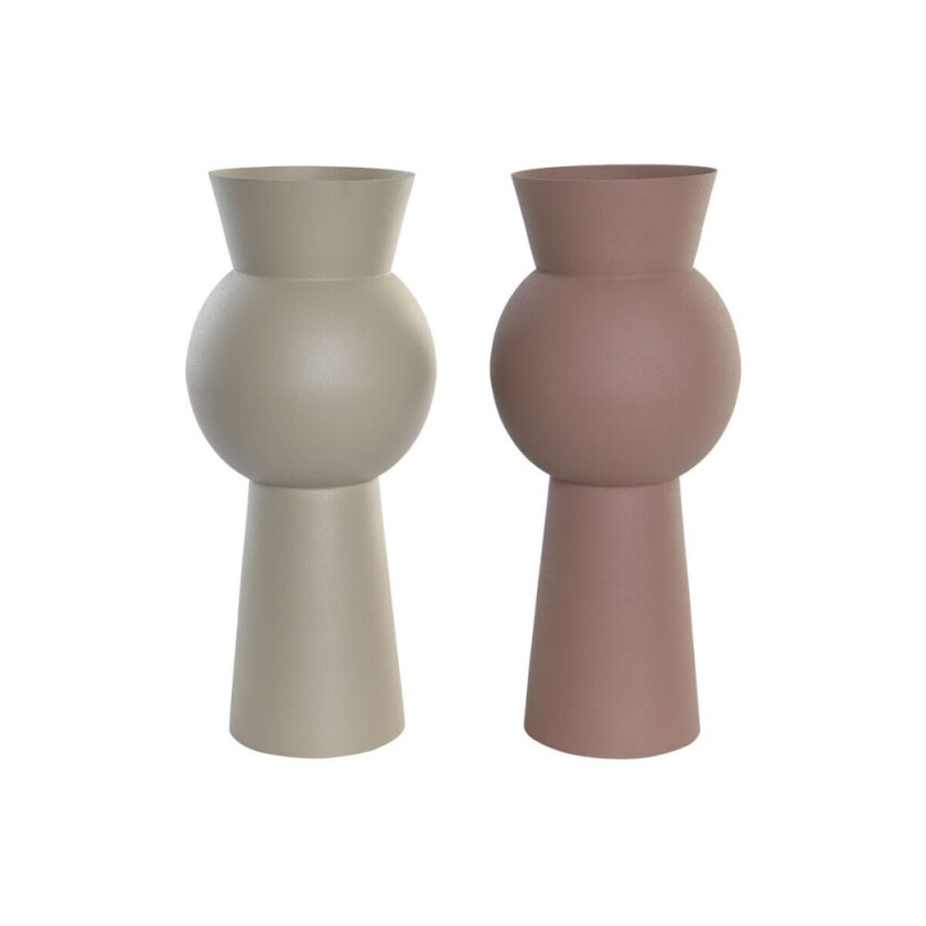 Vase DKD Home Decor Beige Rosa jern 17 x 17 x 40,5 cm (2 kvanta)
