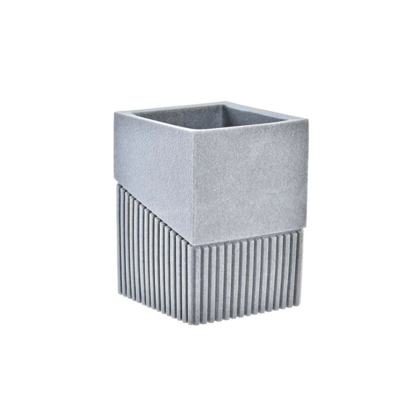 Tannbørsteholder DKD Home Decor Grå Resin 7,6 x 7,6 x 10 cm
