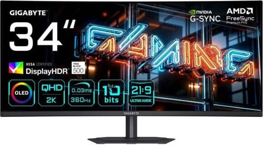 34" GIGABYTE MO34WQC36 - 3440 x 1440 (WQHD) - 360Hz - QD-OLED