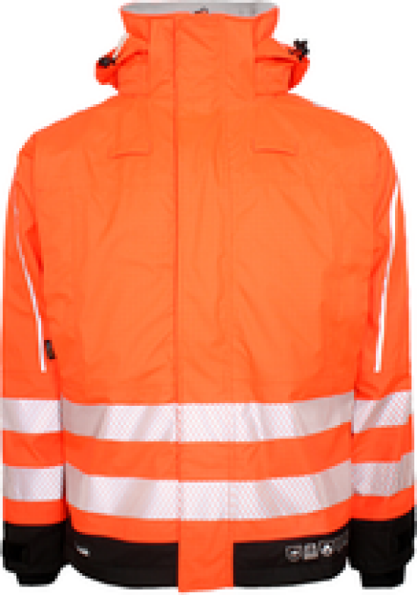 REGNJAKKE ARC ORANGE/SORT 5XL