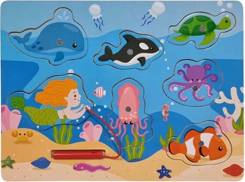 Wooden Jigsaw Puzzle and Fishing Game - 7 pcs. Tre