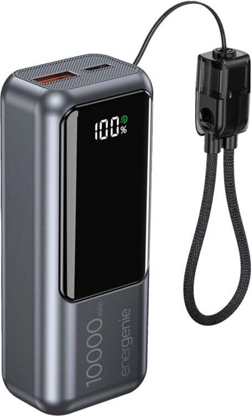 20 W Compact fast charging power bank with LCD display Nødlader - Grey - 10000 mAh