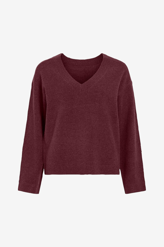 Genser Viliga L/S Rev V-Neck Knit Top - No - Rød