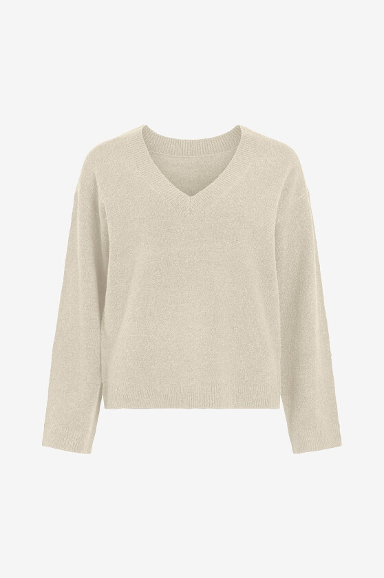 Genser Viliga L/S Rev V-Neck Knit Top - No - Grå