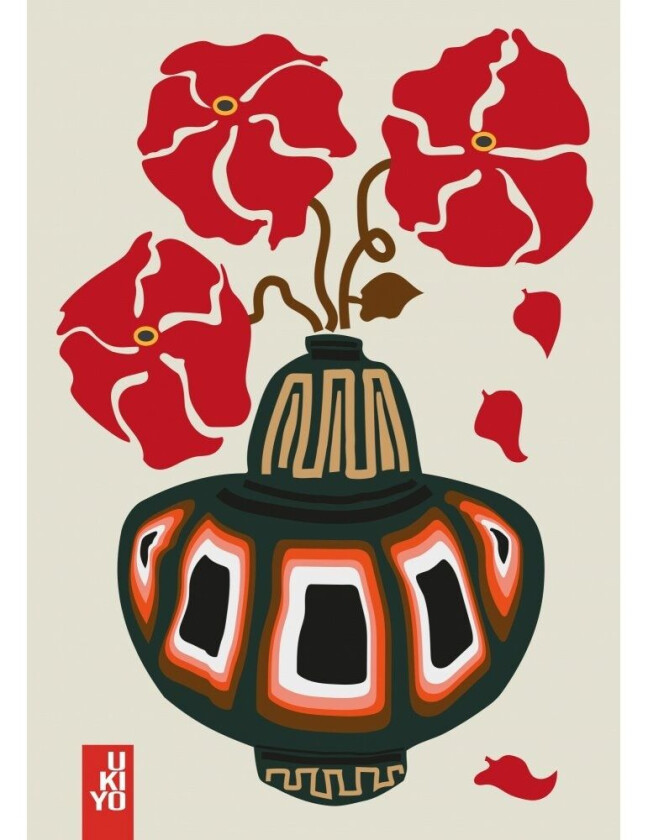 Ukiyo Vase Flower Greige - 50x70 cm