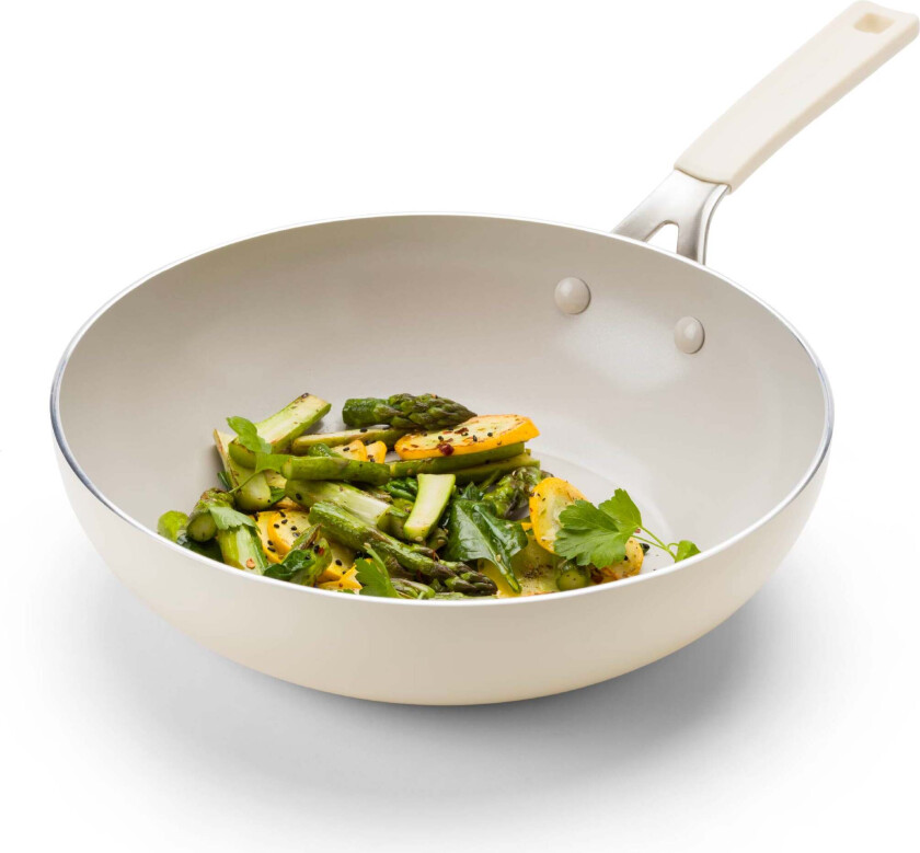 Coloured Aluminum Wok - Almond Cream - 28 cm