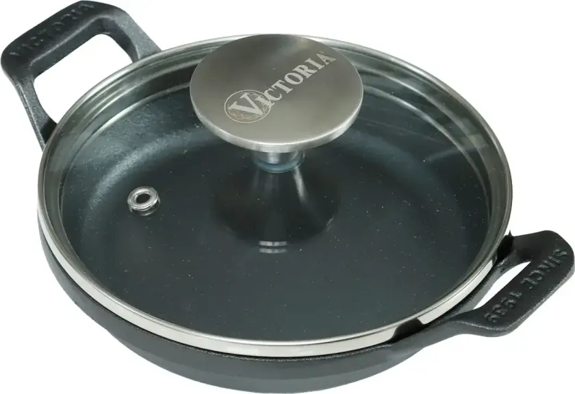 Bilde av Mini rund gryte med glasslokk støpejern pre-seasoned Ø14 cm