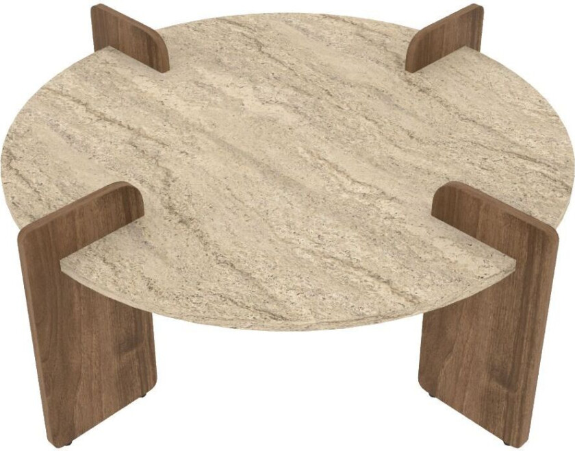 Sofabord Hanah Home Avoure (90 x 35 x 90 cm) Travertine Walnut - Travertin og valnøtt