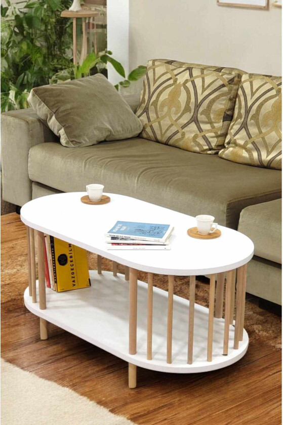 Sofabord Hanah Home Peka Round (90 x 43 x 45 cm) Hvit - Hvit