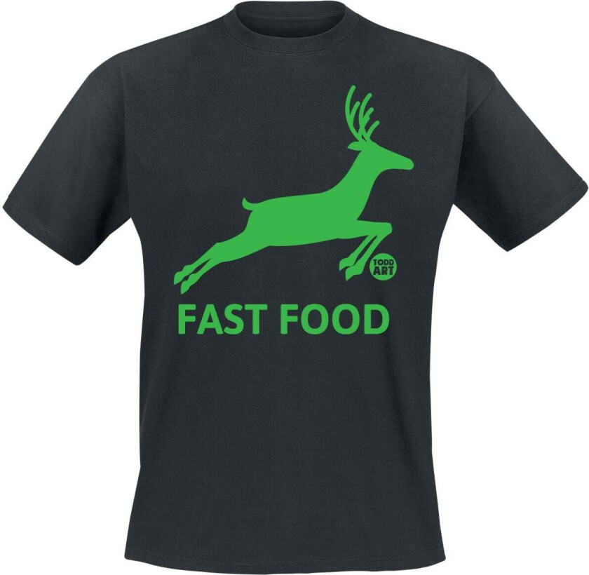 Fun T-skjorte - Fast Food Deer - M til 3XL - Herrer - svart