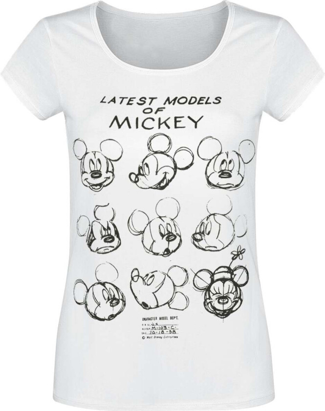 Disney T-skjorte - Latest Models Of Mickey - S til XXL - Damer - hvit