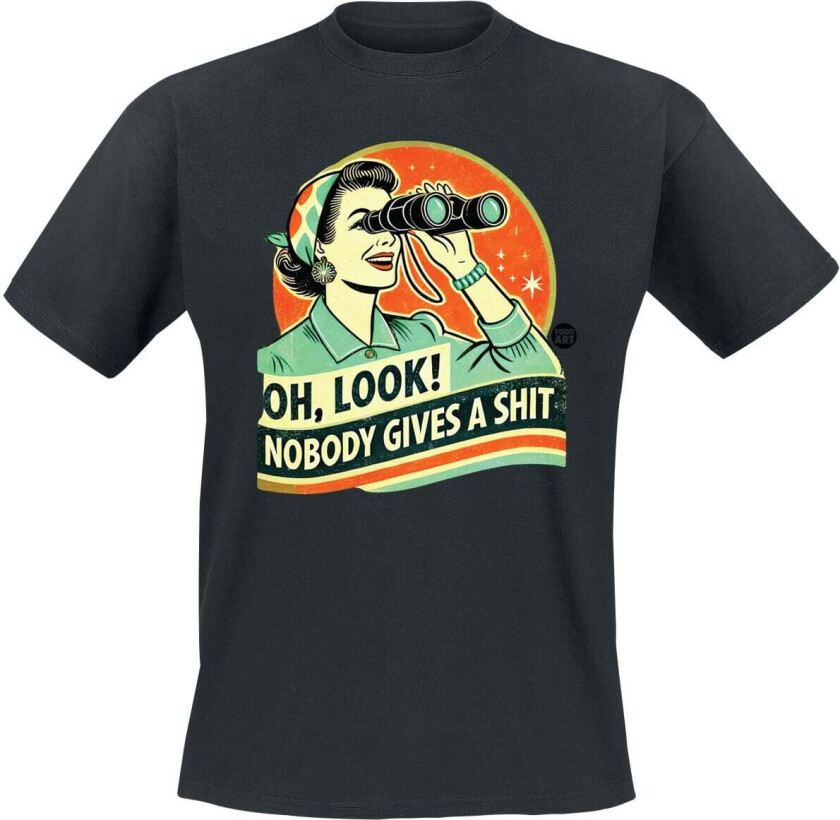 Fun T-skjorte - Oh Look! Nobody Gives A Shit - M til 3XL - Herrer - svart