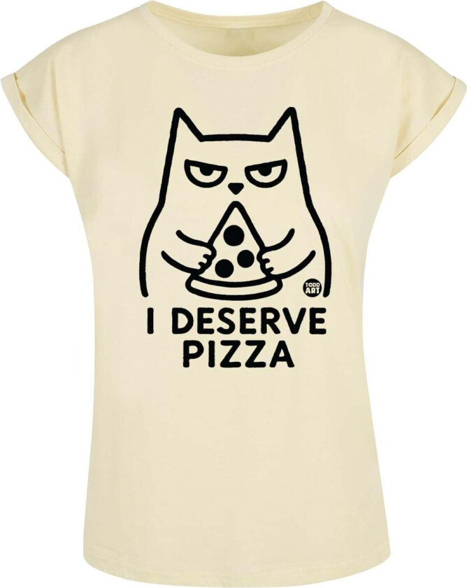 Fun T-skjorte - I Deserve Pizza - S til XXL - Damer - gul