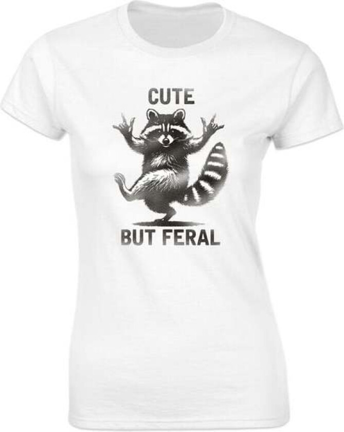 Fun T-skjorte - Cute But Feral - S til XXL - Damer - hvit
