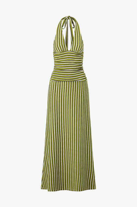 Maxikjole Stripe Halterneck - Flerfarget