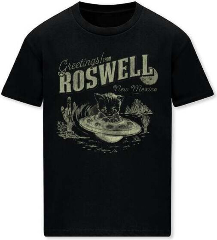 Fun T-skjorte - Roswell Cat - M til 3XL - Herrer - svart