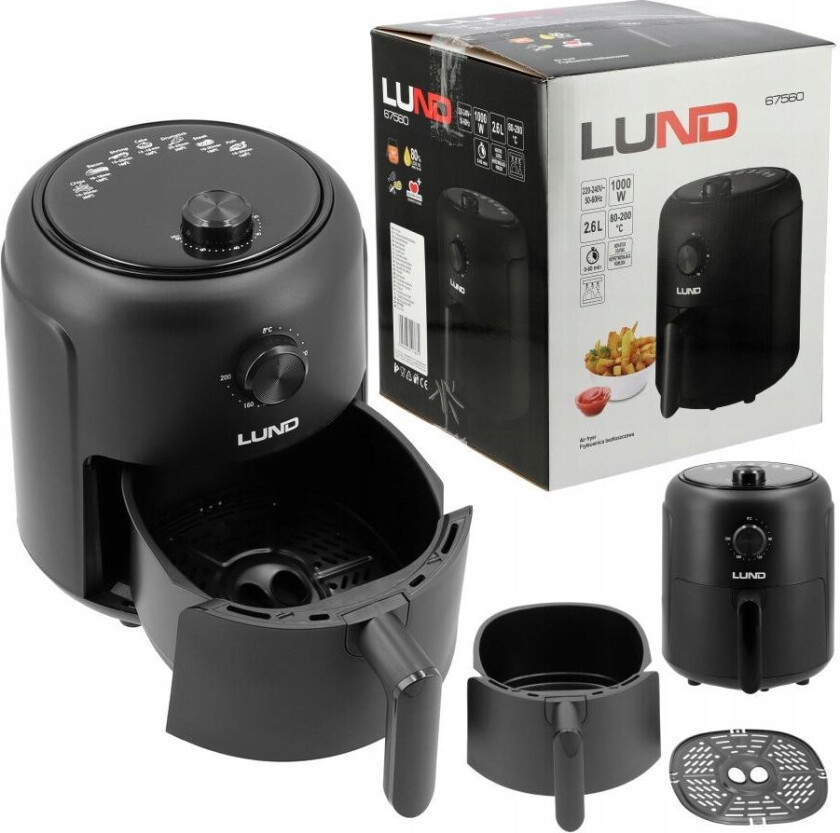 Lund 67560 Airfryer - 2,6L, 1000W - Svart